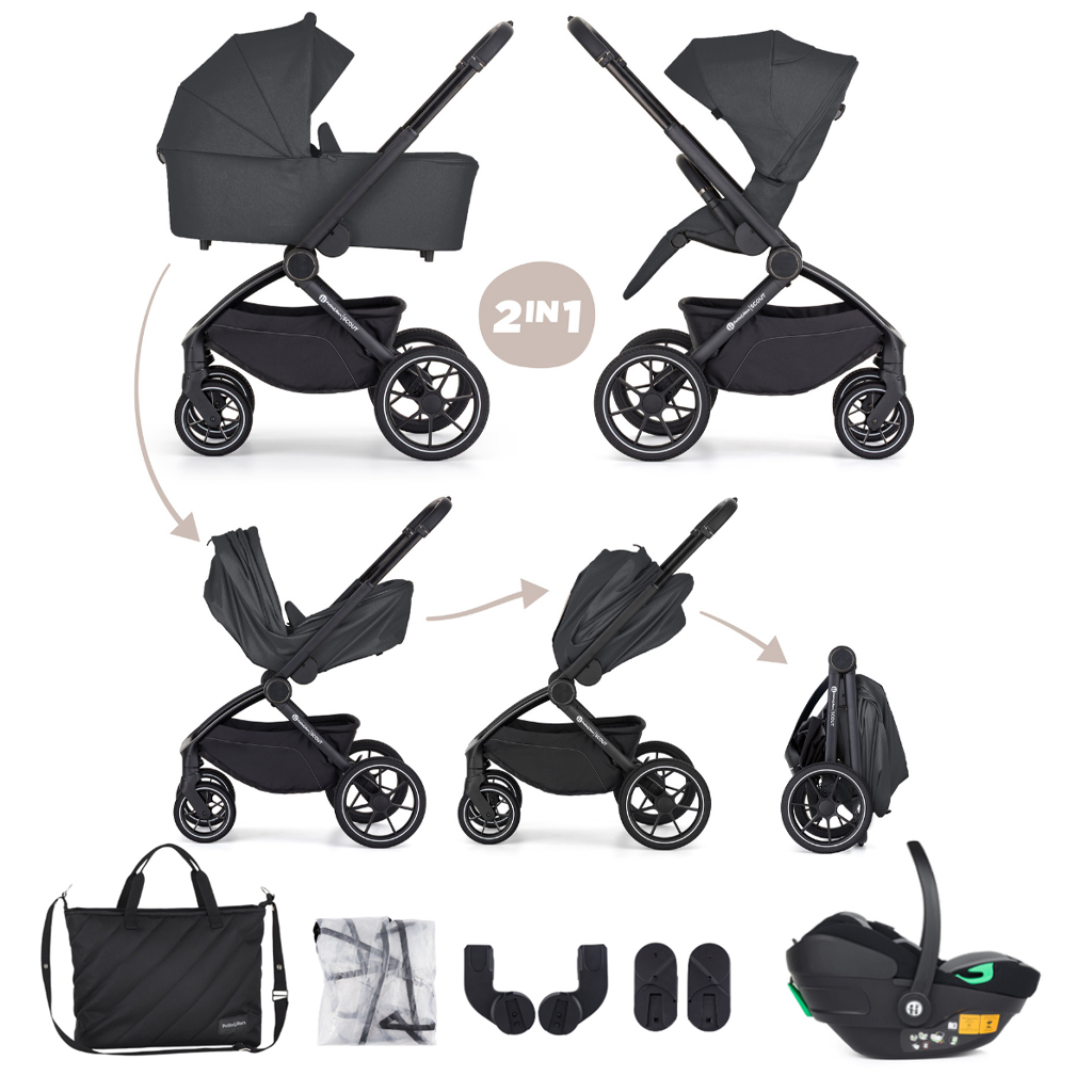 PETITE&MARS Kombinált babakocsi SCOUT 3 az 1-ben Anthracite Moon Core Pro i-Size 