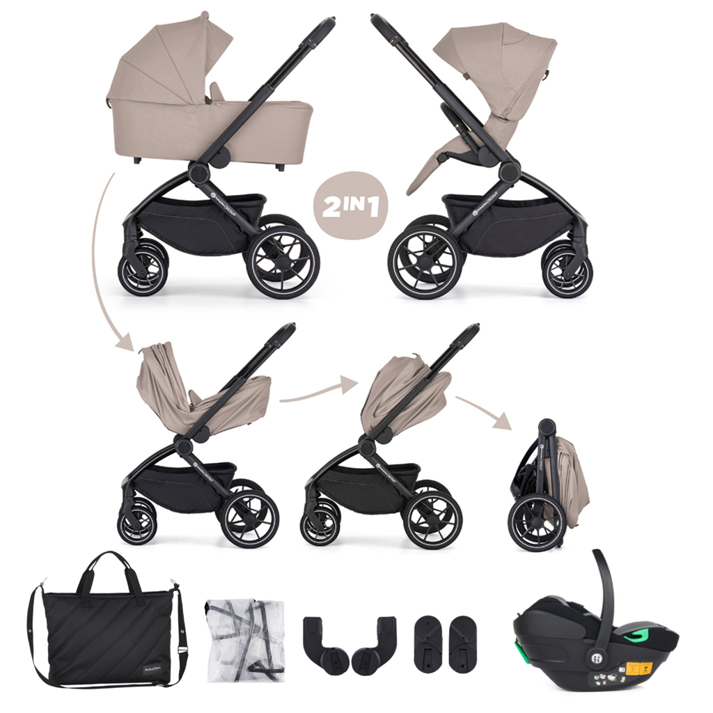PETITE&MARS Kombinált babakocsi SCOUT 3 az 1-ben Cappuccino Cream + Core Pro i-Size 