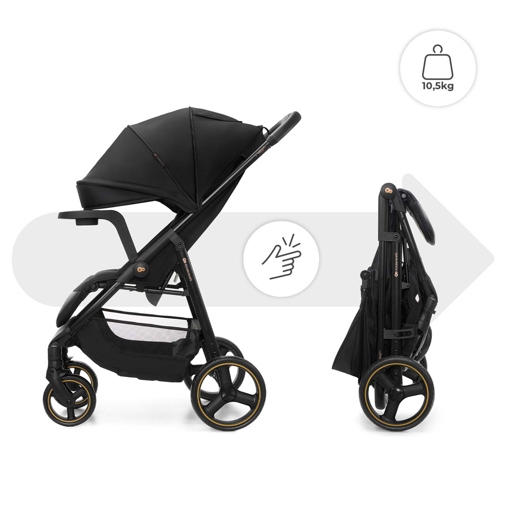 KINDERKRAFT Sport babakocsi Trig 3 Tray Onyx Black