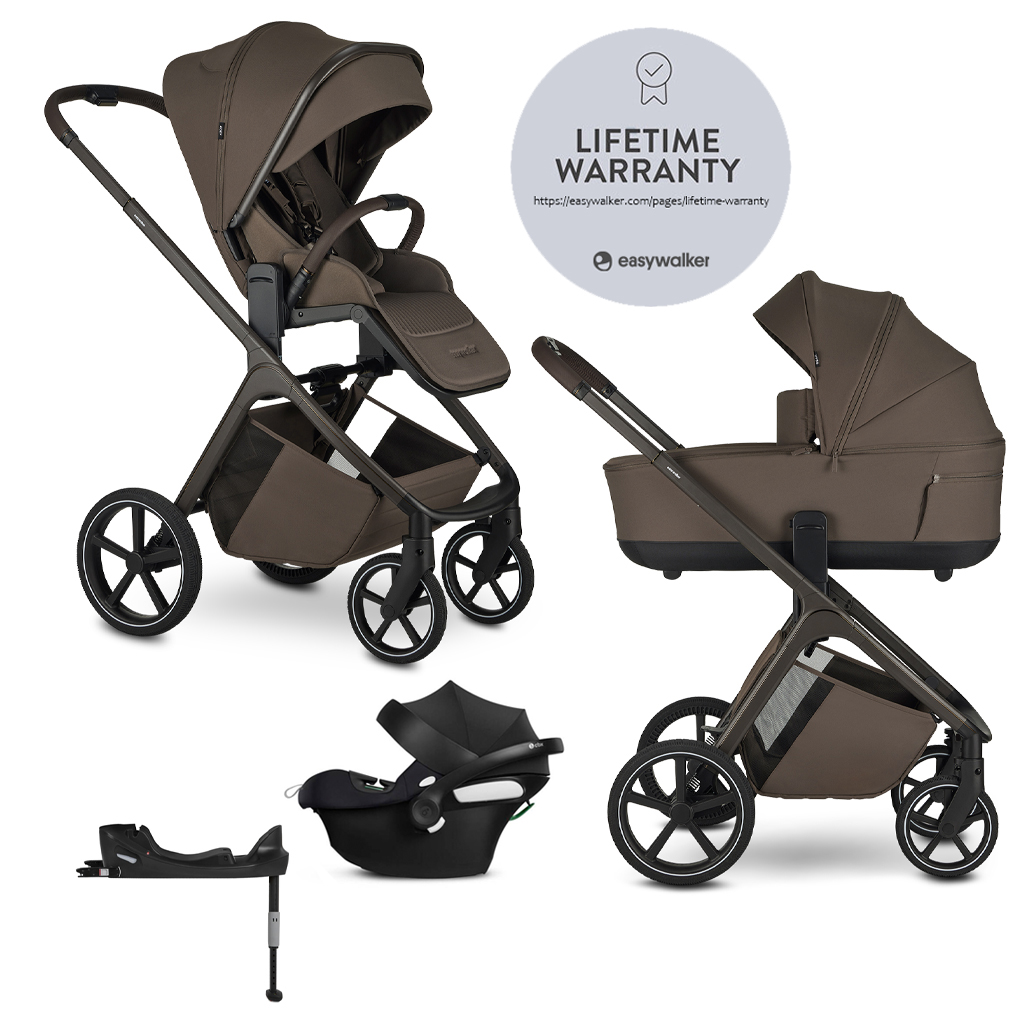 EASYWALKER Kombinált babakocsi Zoey Chestnut Brown + CBX By CYBEX Aton B2 i-Size + bázis
