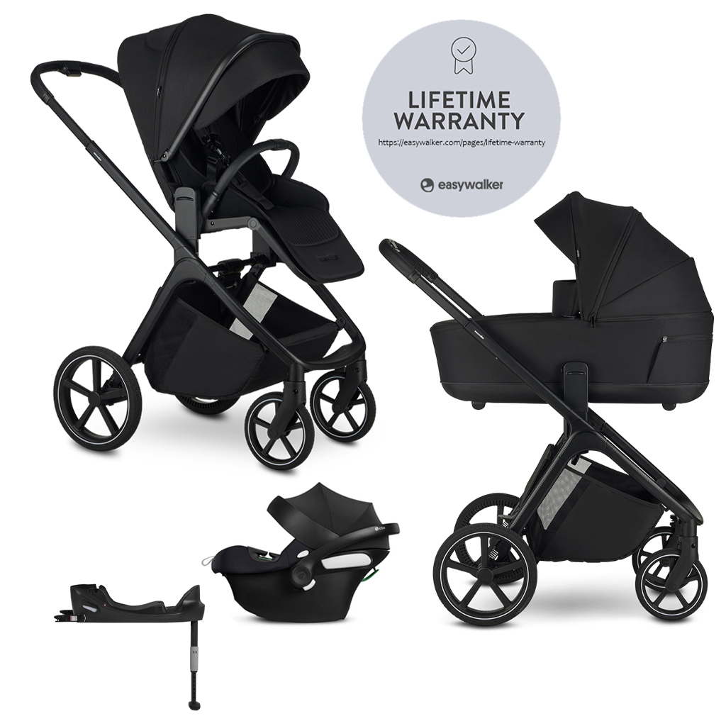 EASYWALKER Kombinált babakocsi Zoey Pure Black + CBX By CYBEX Aton B2 i-Size + bázis