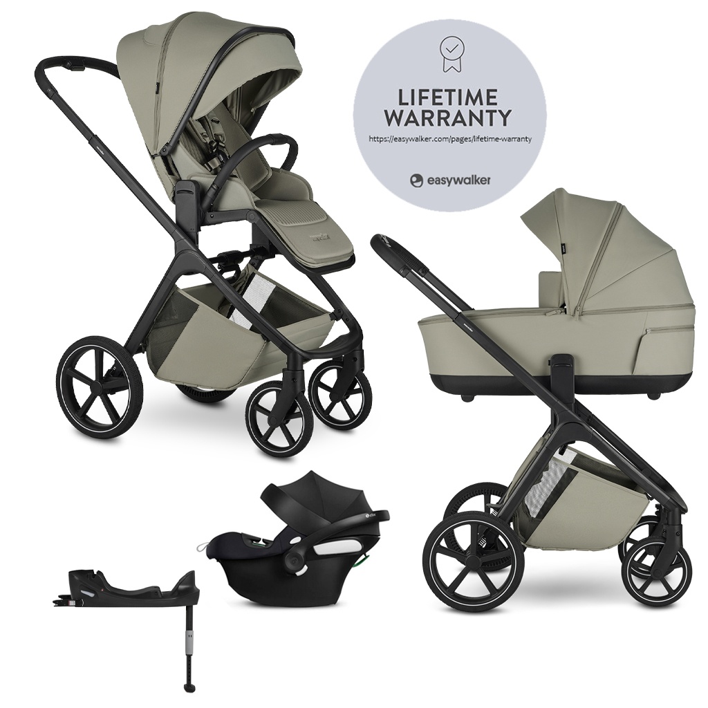 EASYWALKER Kombinált babakocsi Zoey Sage Green + CBX By CYBEX Aton B2 i-Size + bázis