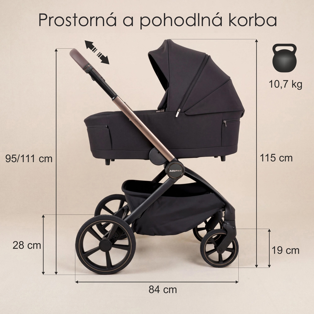 ADAMEX Kočík kombinovaný Como Satin Carbon