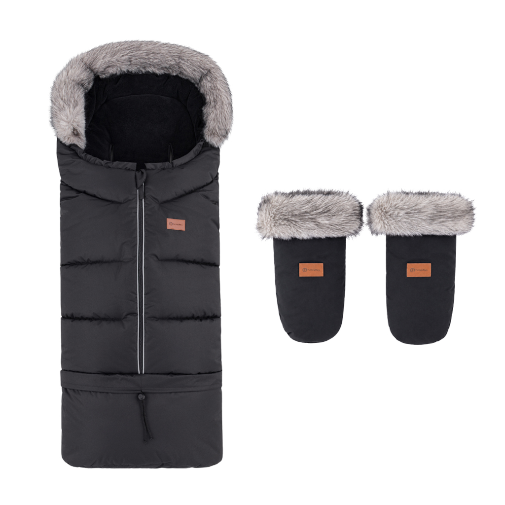 PETITE&amp;amp;amp;amp;amp;amp;amp;amp;amp;amp;amp;amp;amp;amp;amp;MARS Arctic 4v1 téli bundazsák szett + babakocsi kézmelegítő Fjora Forever Black