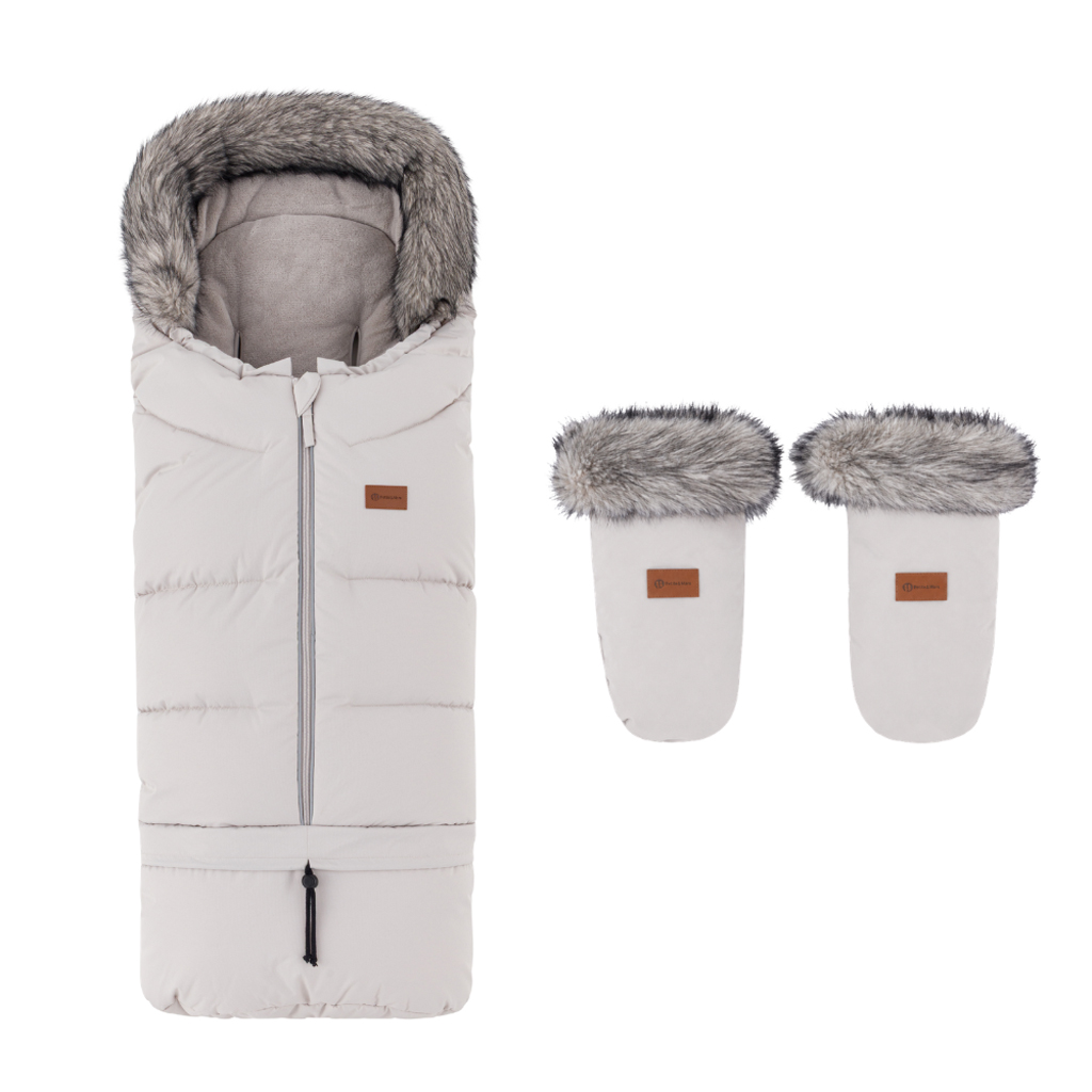PETITE&MARS Arctic 4v1 téli bundazsák szett + babakocsi kézmelegítő Fjora Champagne Shower
