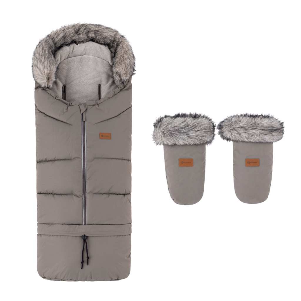 PETITE&MARS Arctic 4v1 téli bundazsák szett + babakocsi kézmelegítő Fjora Mocha Mousse