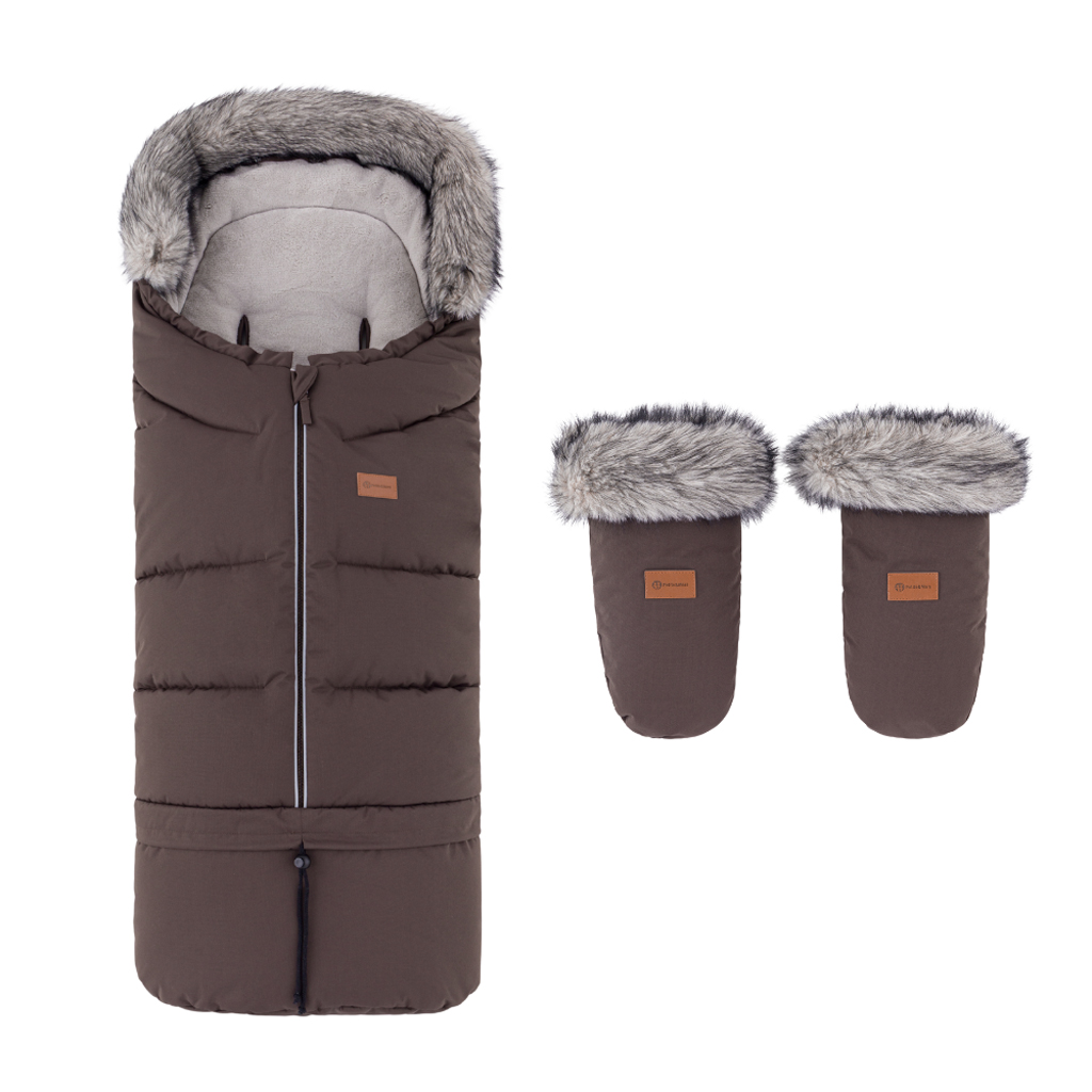 PETITE&MARS Arctic 4v1 téli bundazsák szett + babakocsi kézmelegítő Fjora Rich Brown