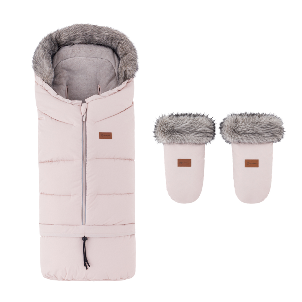 PETITE&MARS Arctic 4v1 téli bundazsák szett + babakocsi kézmelegítő Fjora Rose Petal