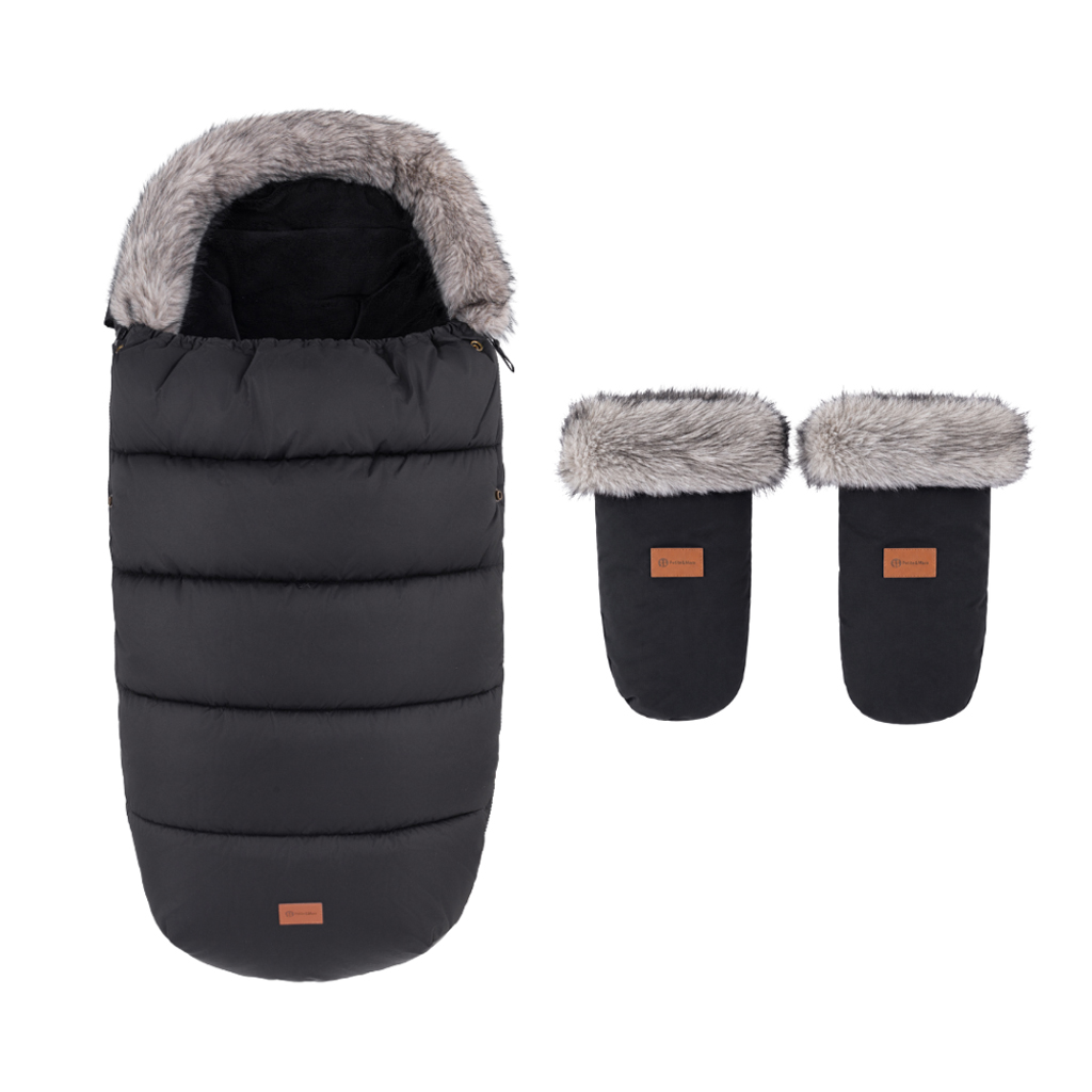 PETITE&MARS Comfy 4v1 téli bundazsák szett + babakocsi kézmelegítő Fjora Forever Black