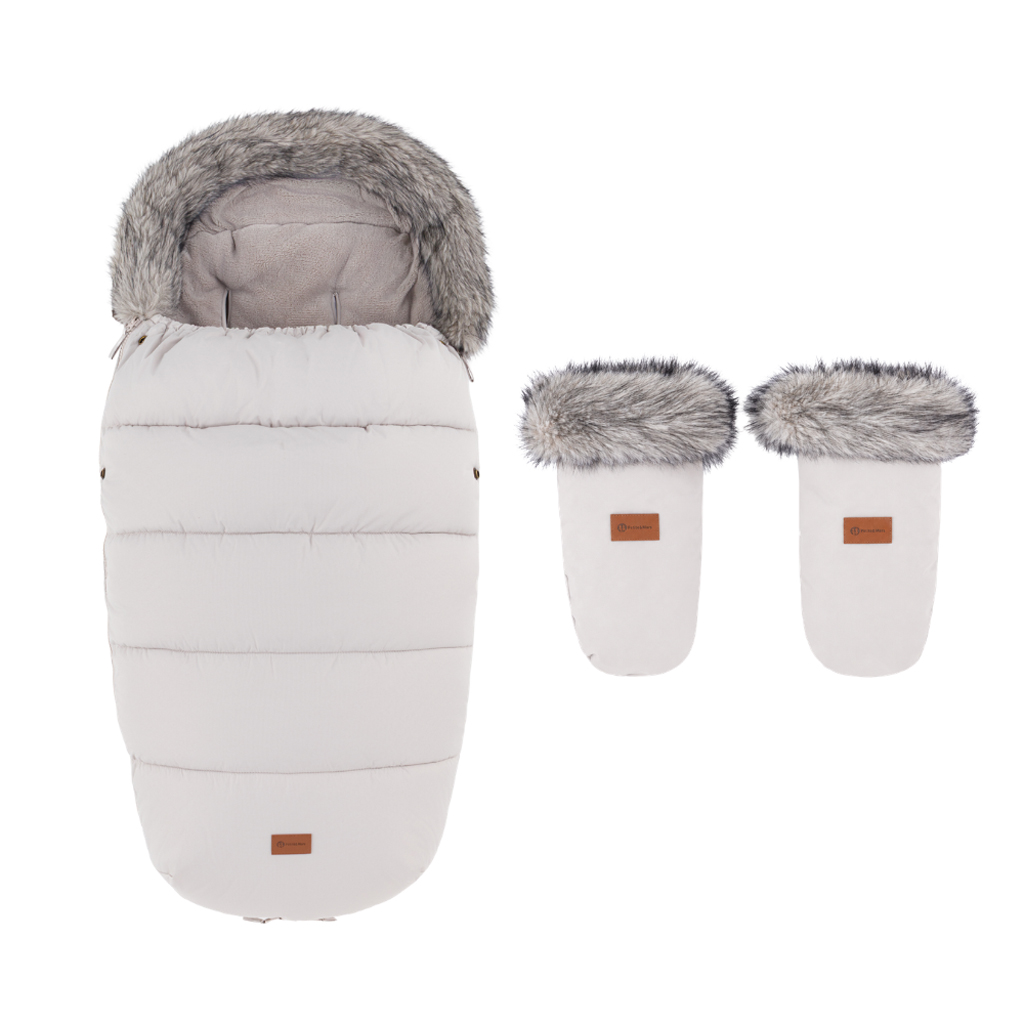 PETITE&MARS Comfy 4v1 téli bundazsák szett + babakocsi kézmelegítő Fjora Champagne Shower