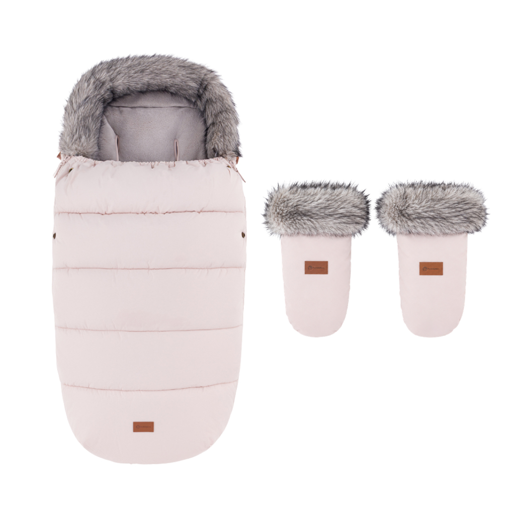 PETITE&MARS Comfy 4v1 téli bundazsák szett + babakocsi kézmelegítő Fjora Rose Petal