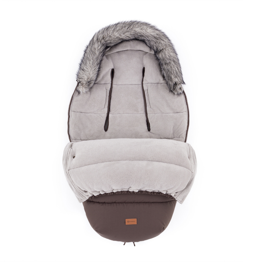 PETITE&amp;amp;amp;amp;amp;MARS Comfy 4v1 téli bundazsák szett + babakocsi kézmelegítő Furry Rich Brown