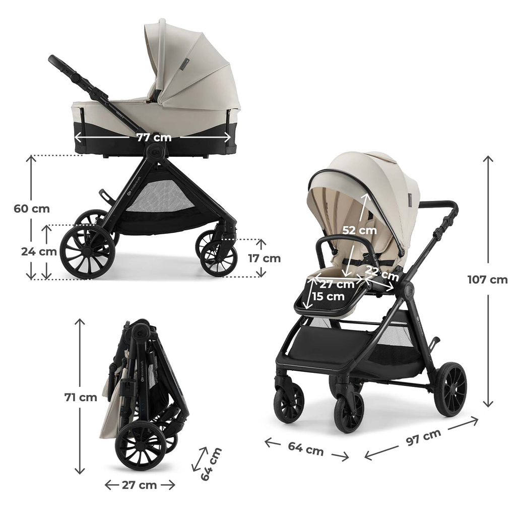 KINDERKRAFT Kočárek kombinovaný Vesto 2 3v1 Beige