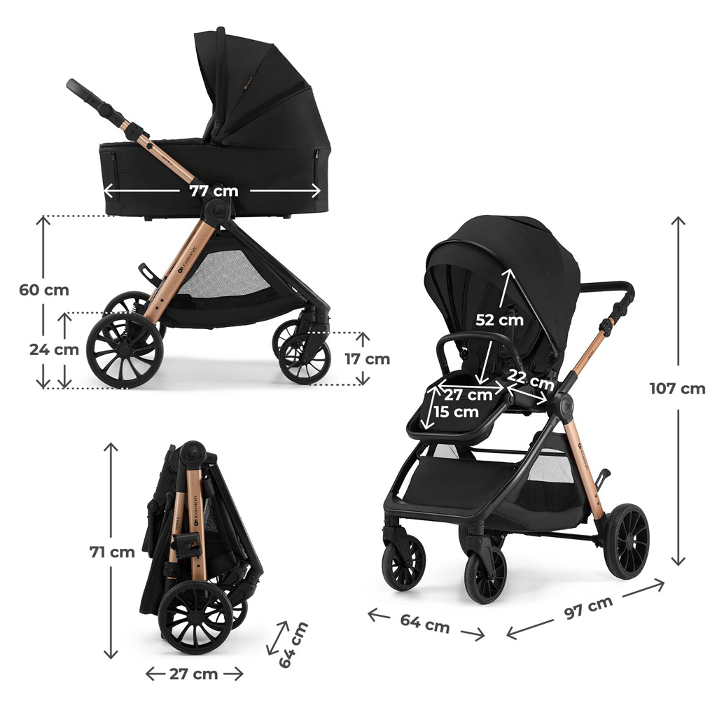KINDERKRAFT Kočárek kombinovaný Vesto 2 3v1 Black