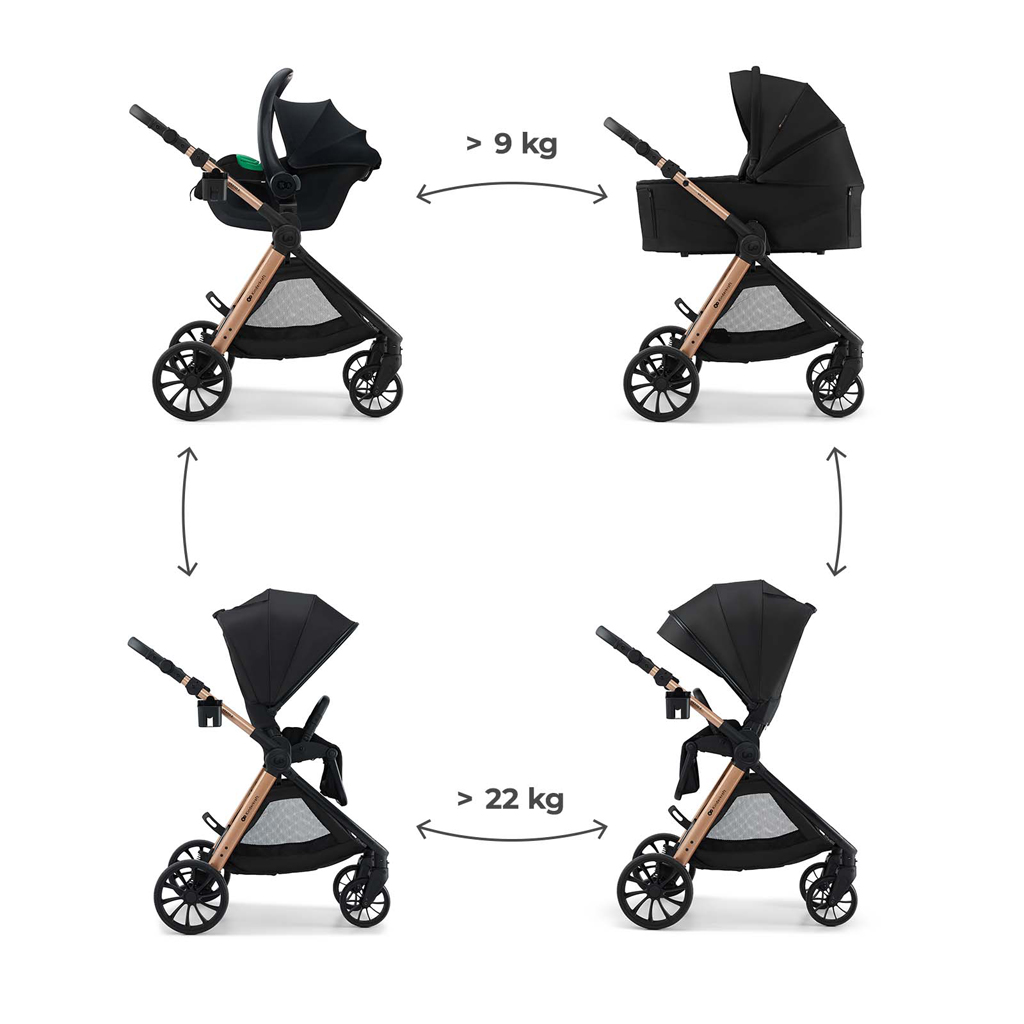 KINDERKRAFT Kočárek kombinovaný Vesto 2 3v1 Black