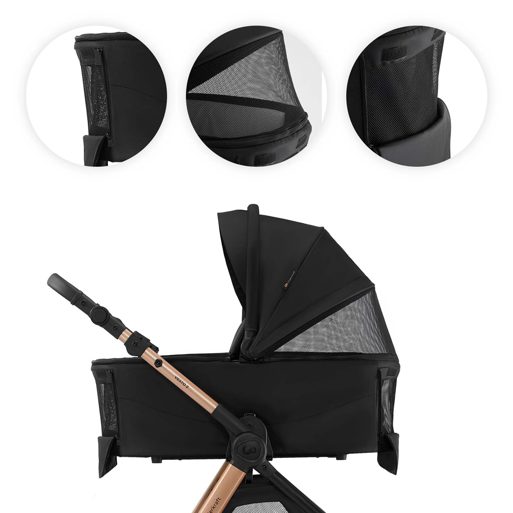 KINDERKRAFT Kočárek kombinovaný Vesto 2 3v1 Black