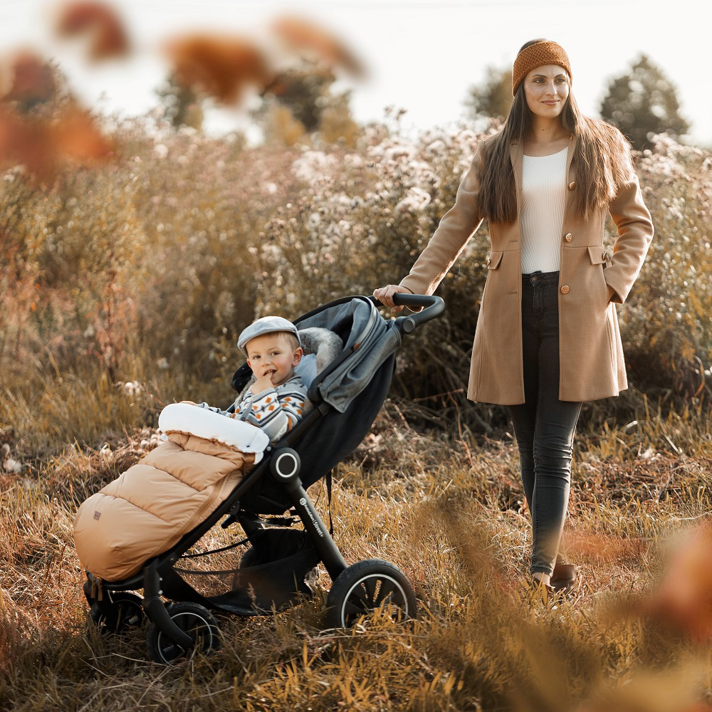 PETITE&amp;amp;amp;amp;amp;amp;MARS Bundazsák Comfy 4in1 Elegant Caramel + Kesztyű Jasie Charcoal Grey