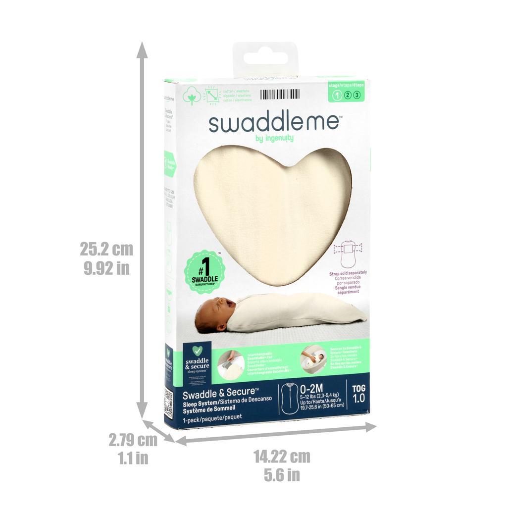 INGENUITY SwaddleMe™ 1 TOG pamut pólya a nyugodt alváshoz, Ivory, 0-2 hónap