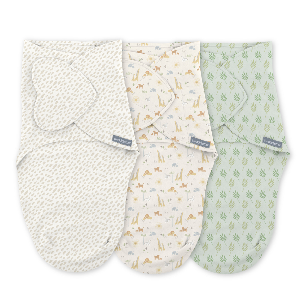 INGENUITY SwaddleMe™ kagyló pamut 1 db 0-3 hónapos Monogram Collection™ Safari pólya, 3 db