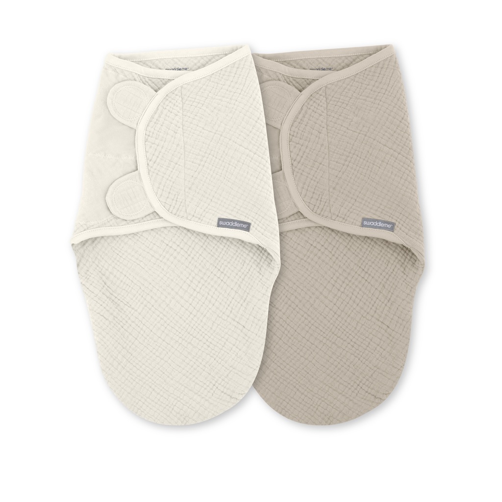 INGENUITY SwaddleMe™ muszlin pólya 1 db 0-3 hónapos kortól Cream/Cashew, 2 db