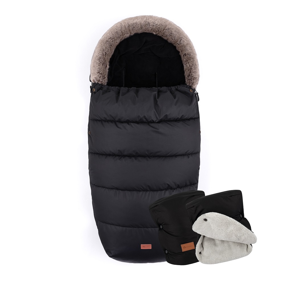 PETITE&MARS Bundazsák Comfy 4in1 Forever Black + Kesztyű Jasie Ink Black