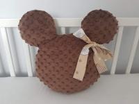 Handmade Mickey díszpárna minky wellsoft barna világosbarna masnival
