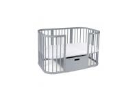 Nagyobbítható gyerekágy 9in1 oval grey + matrac + SZETT