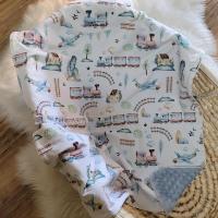 Handmade átmeneti takaró Vonatok