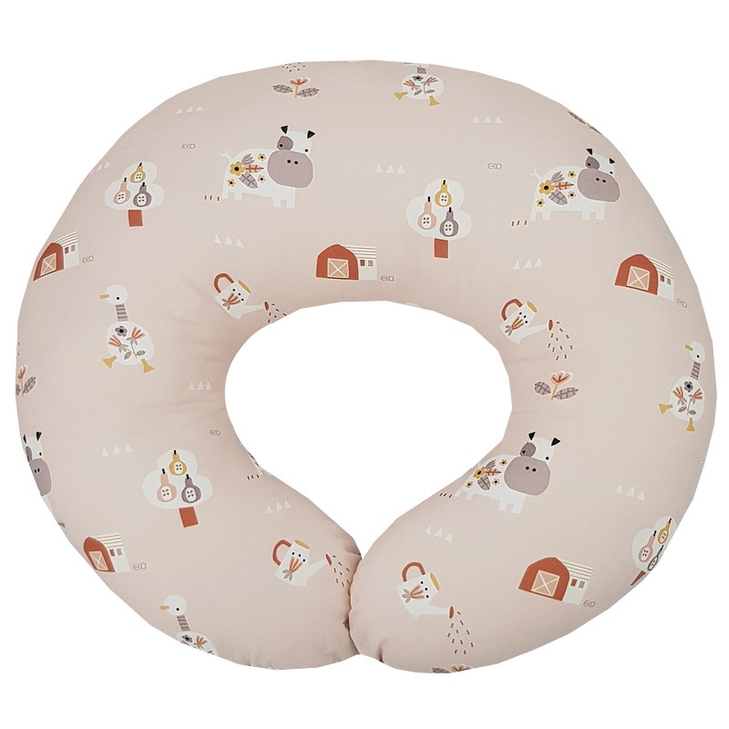 EKO Szoptatós párna kicsi VELVET My farm Powder pink 60x60 cm