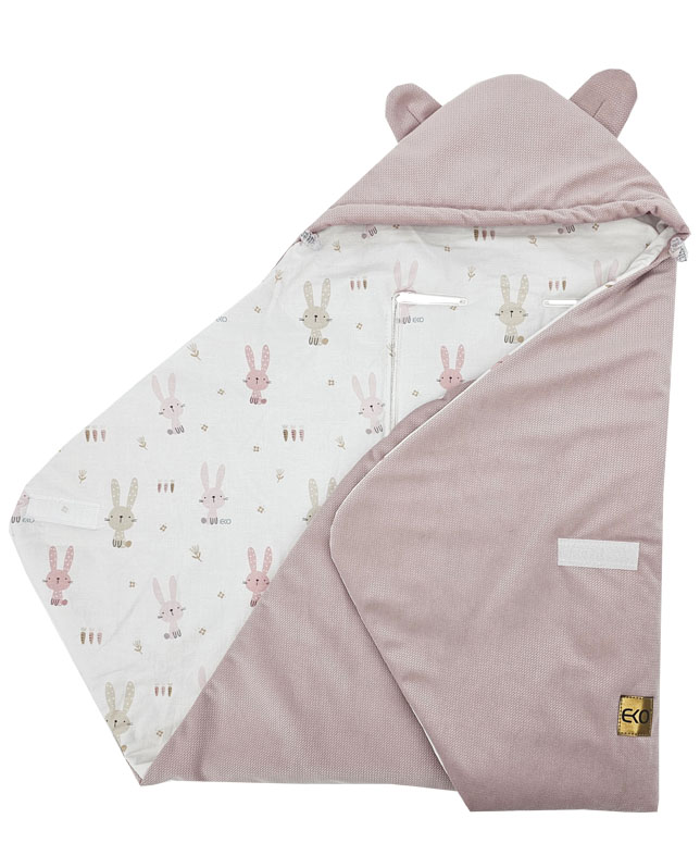 EKO Alvózsák autósüléshez Velvet Bunny rózsaszín