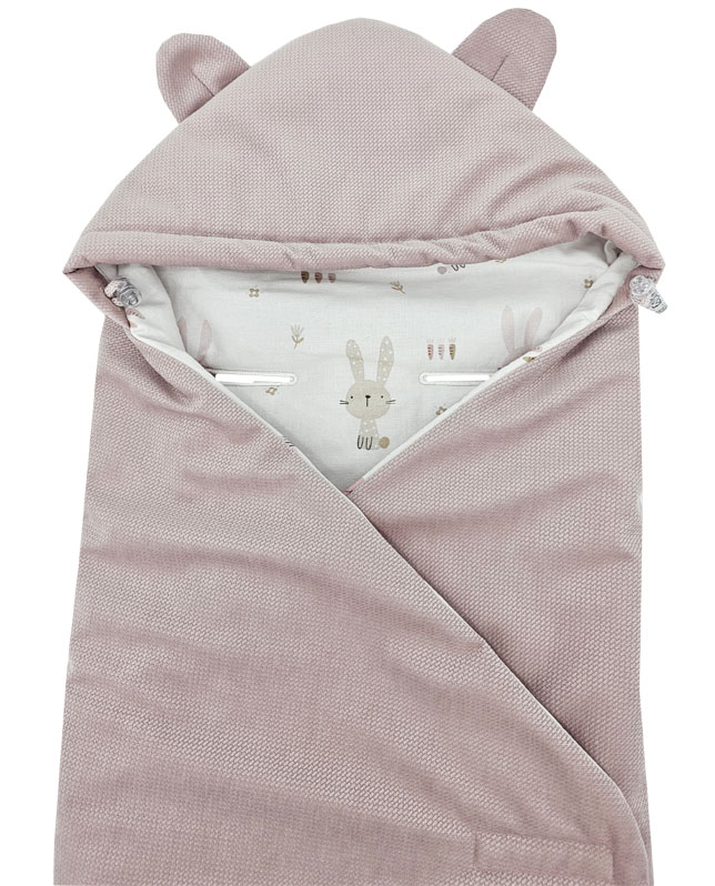 EKO Alvózsák autósüléshez Velvet Bunny rózsaszín