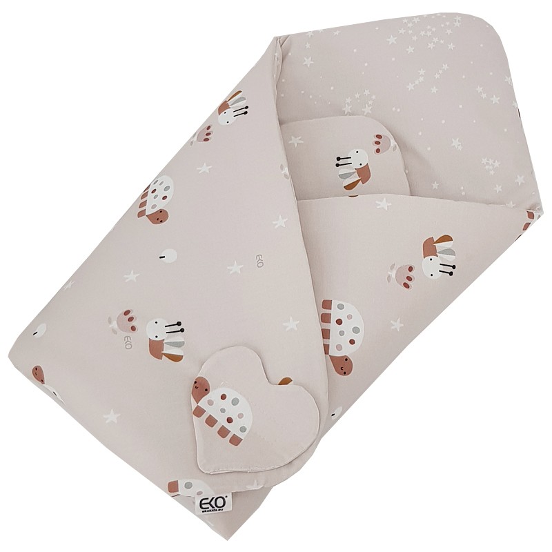 EKO Csomagolókendő pamut kétoldalas Bees Stars Beige 75x75 cm