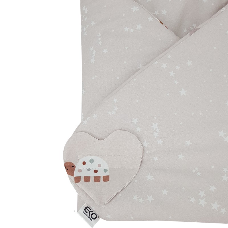 EKO Csomagolókendő pamut kétoldalas Bees Stars Beige 75x75 cm