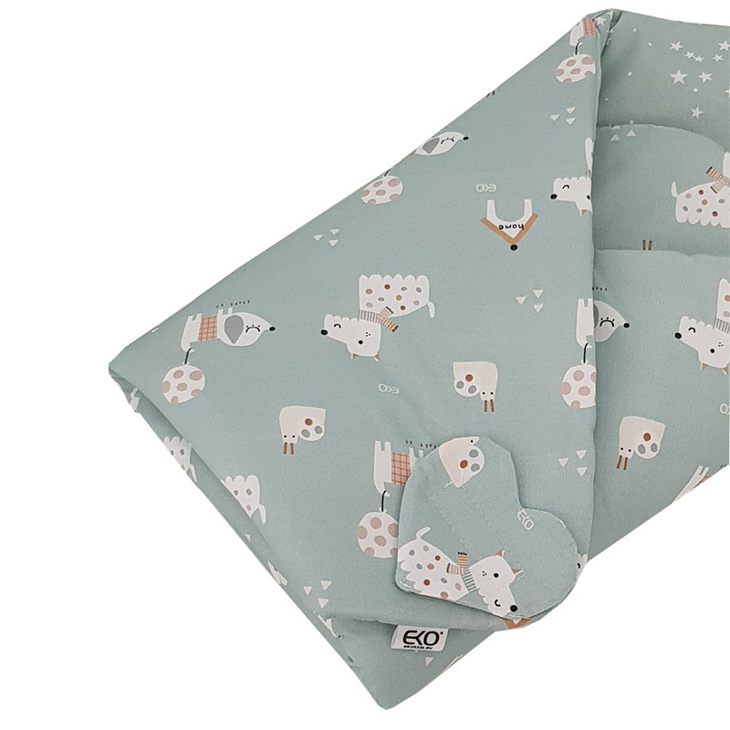 EKO Kifordítható pamut pólya Dogs Stars Mint 75x75 cm