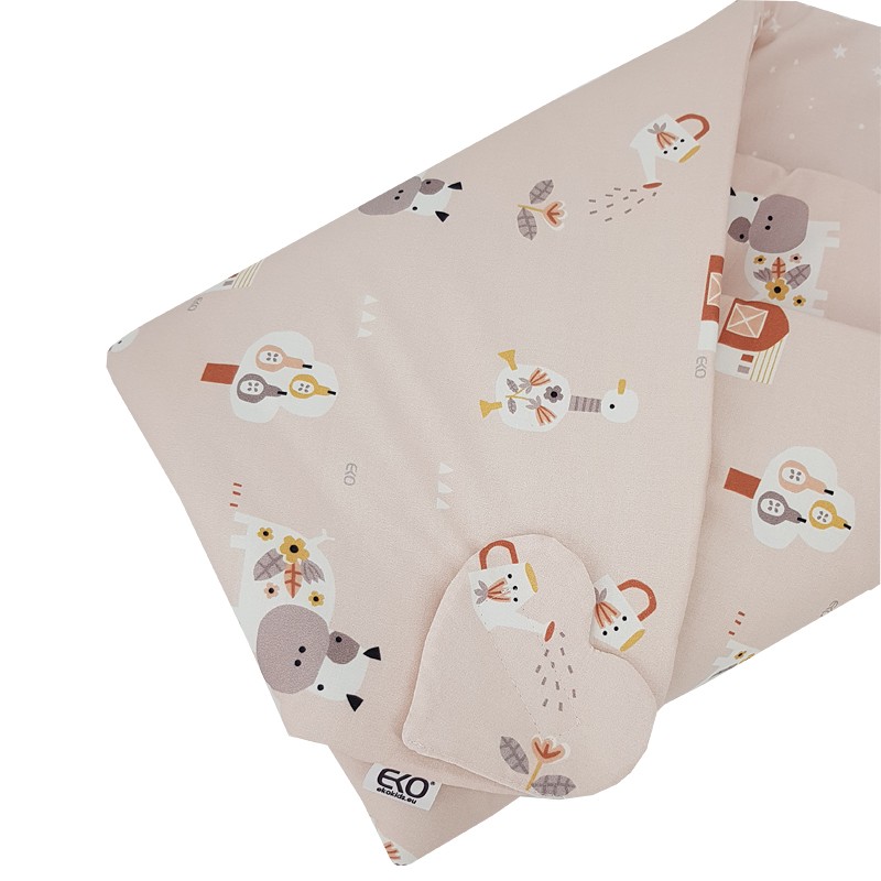 EKO Takaró pamut kétoldalas My farm Powder pink 75x75 cm