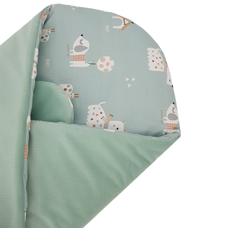 EKO Takaró pamutból kókusz kivehető betéttel VELVET Dogs Mint 75x75 cm