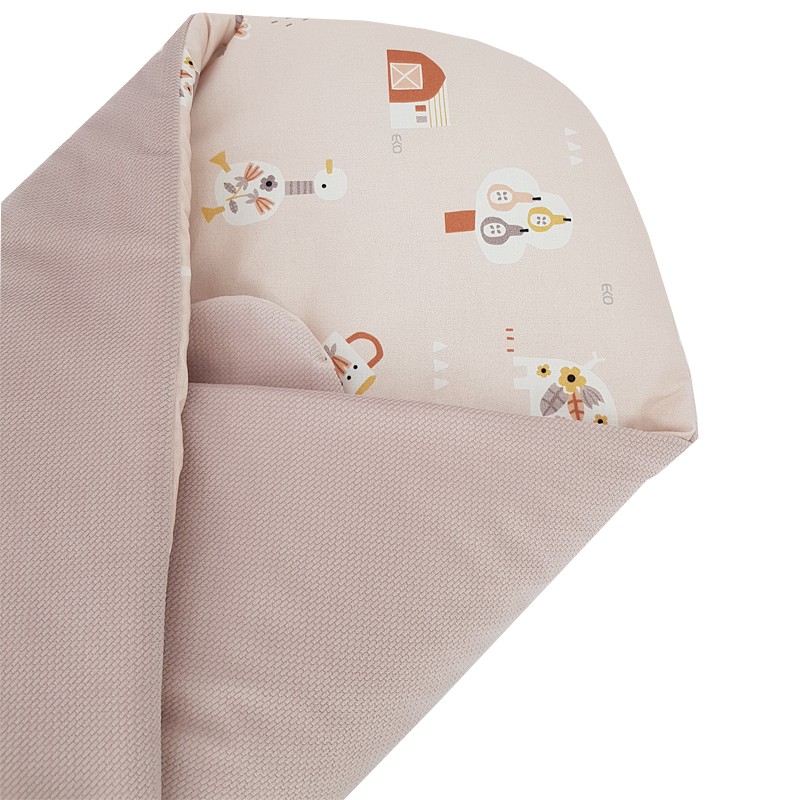 EKO Takaró pamutból kókusz kivehető betéttel VELVET My farm Powder pink 75x75 cm