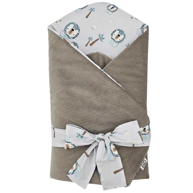 EKO Csecsemőtakaró pamutból Velvet és kókusz belsővel, oroszlános masnival 75x75 cm