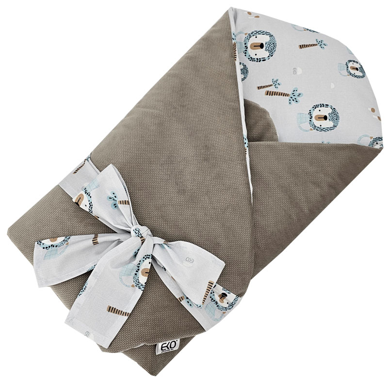 EKO Csecsemőtakaró pamutból Velvet és kókusz belsővel, oroszlános masnival 75x75 cm