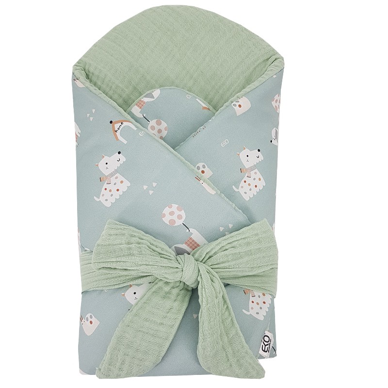 EKO Muszlin pólya kókusz kivehető betéttel Dogs Muselin Mint 75x75 cm