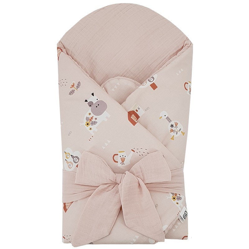 EKO Muszlin pólya kókusz kivehető betéttel My farma Muselin Powder pink 75x75 cm