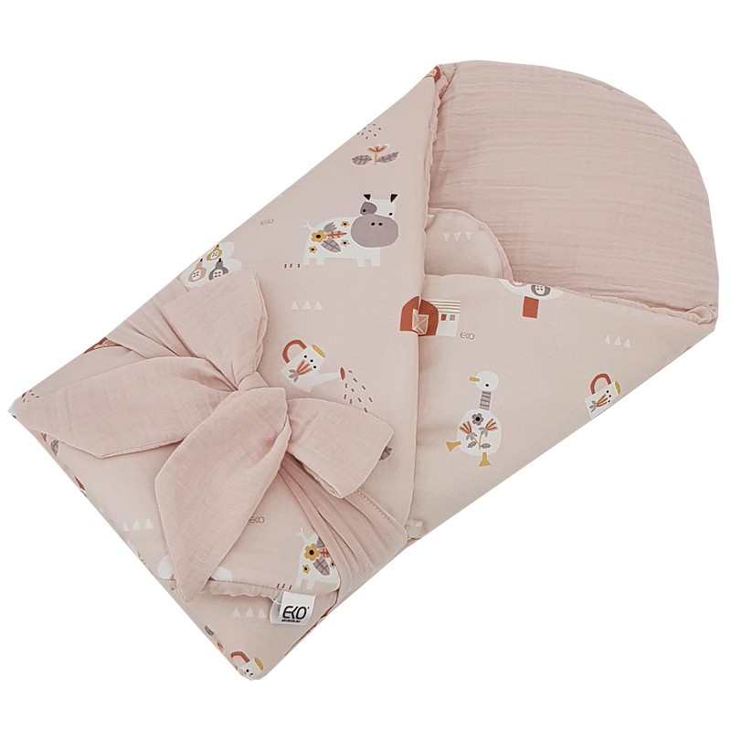 EKO Muszlin pólya kókusz kivehető betéttel My farma Muselin Powder pink 75x75 cm