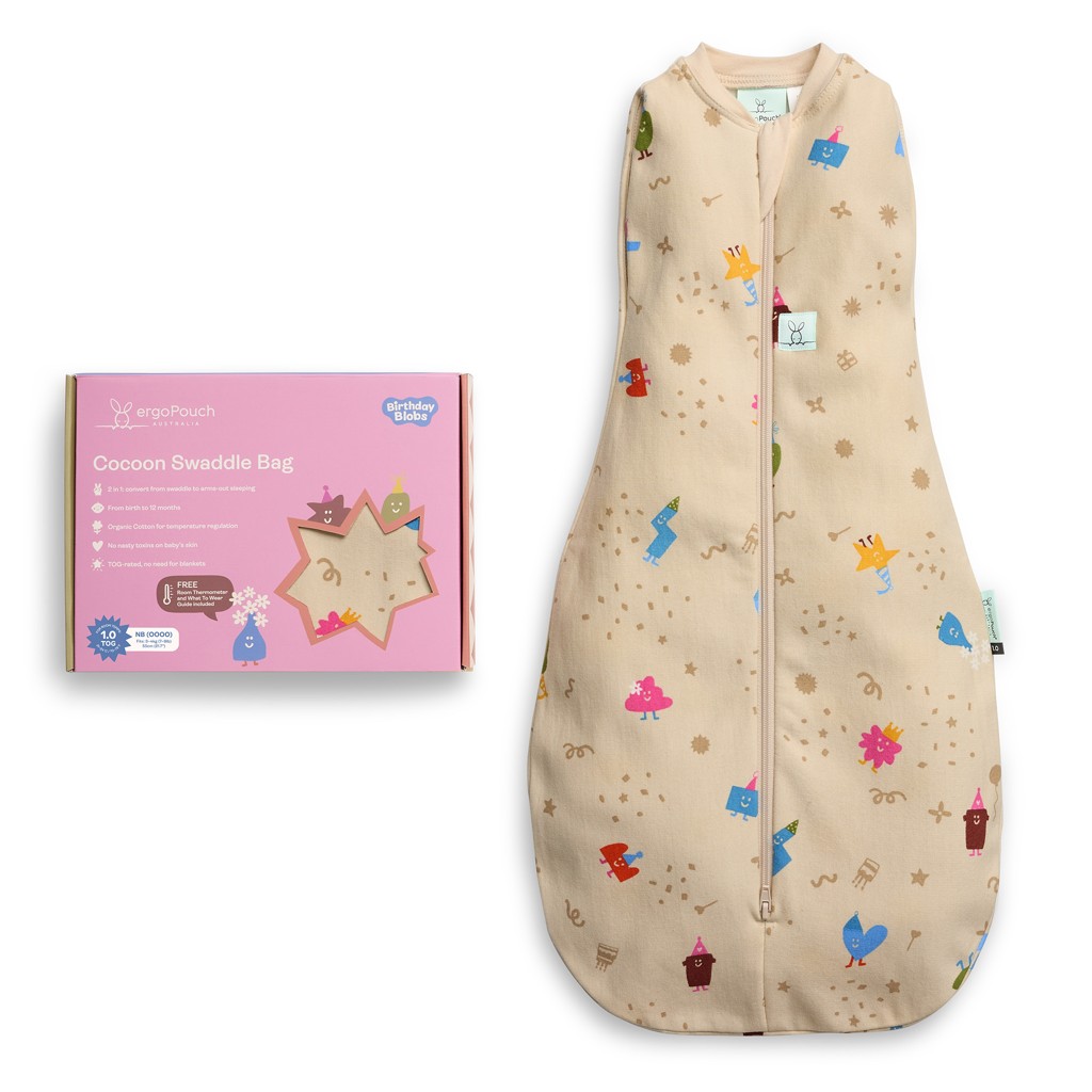 ERGOPOUCH Zavinovačka a vak na spanie 2v1 Cocoon Birthday Blobs 6-12 m, 8-10 kg, 1 tog