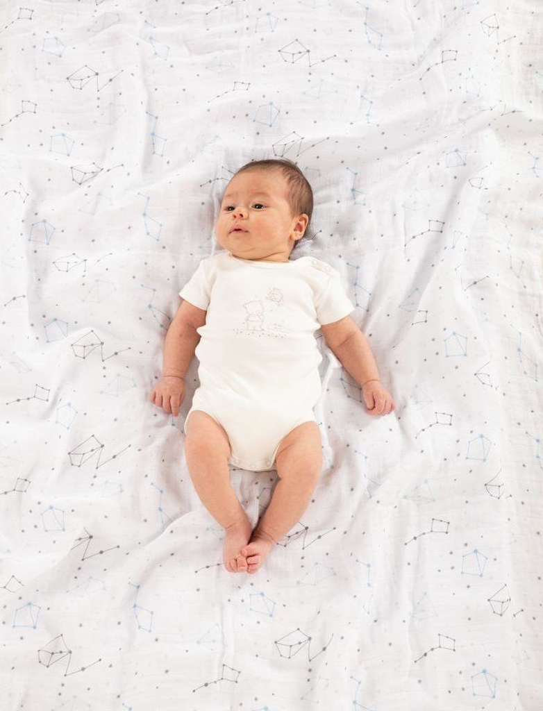 CHICCO Takaró és pólya pamut 2 az 1-ben Bárány és medve grey 2db, 110x110 cm