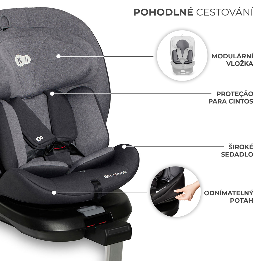 KINDERKRAFT Autósülés I-360 i-Size 40-150 cm Szürke