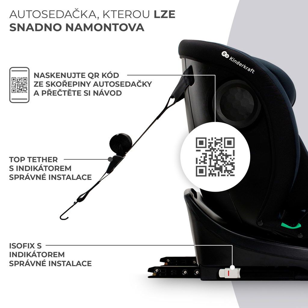 KINDERKRAFT Autósülés I-Grow i-Size 40-150cm Black