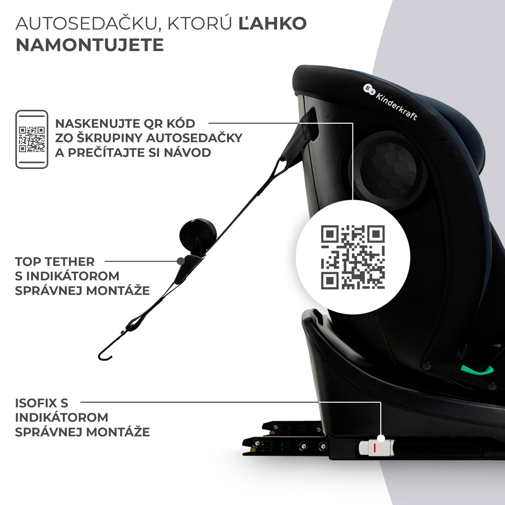KINDERKRAFT Autósülés I-Grow i-Size 40-150cm Black
