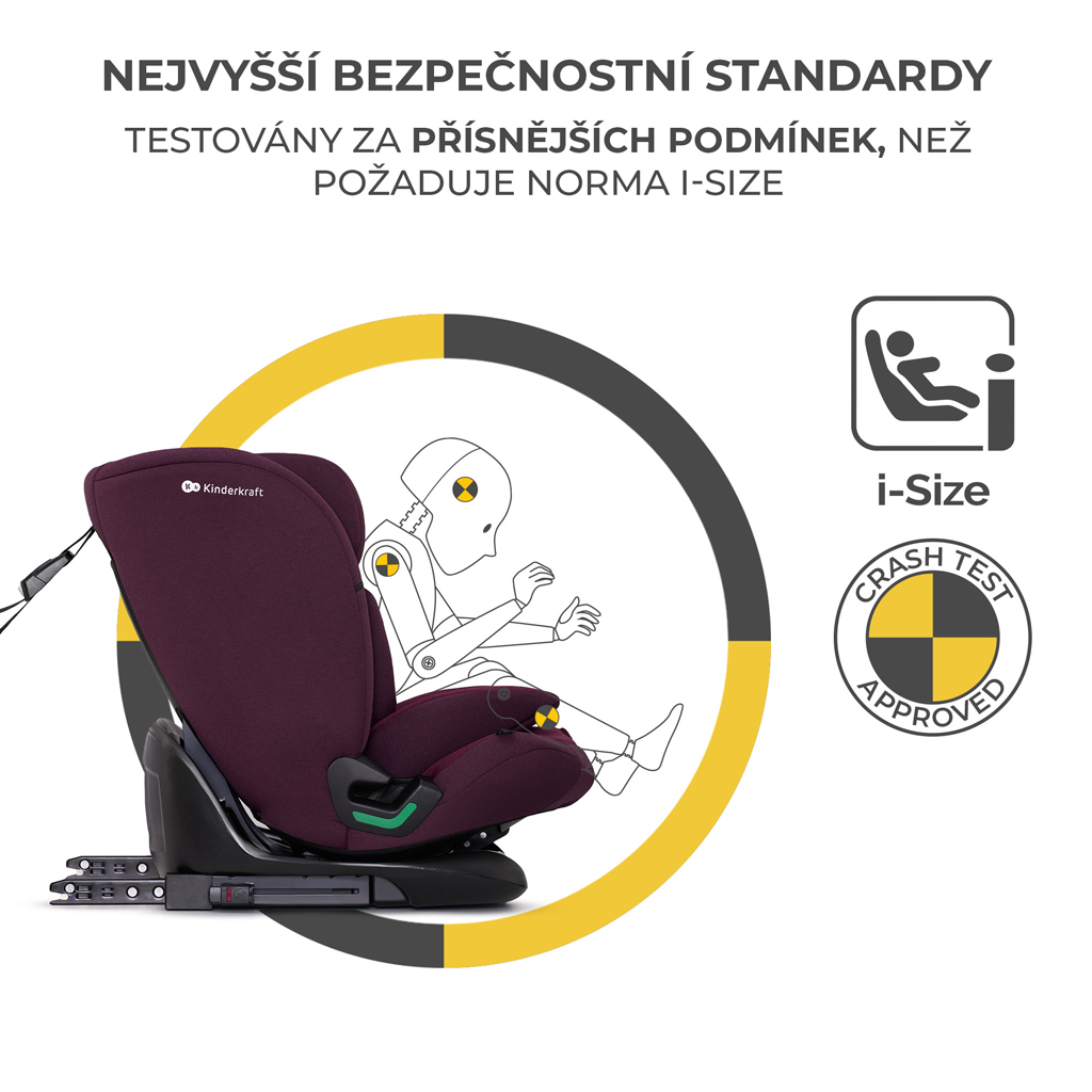 KINDERKRAFT Autósülés Oneto3 i-Size 76-150cm + Isofix Cherry pearl