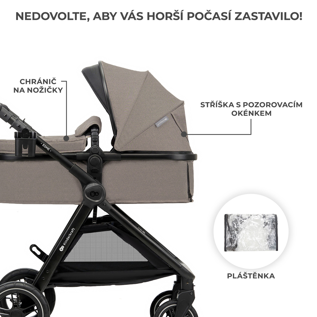 KINDERKRAFT Kombinált babakocsi 3 az 1-ben Esme Sand Beige