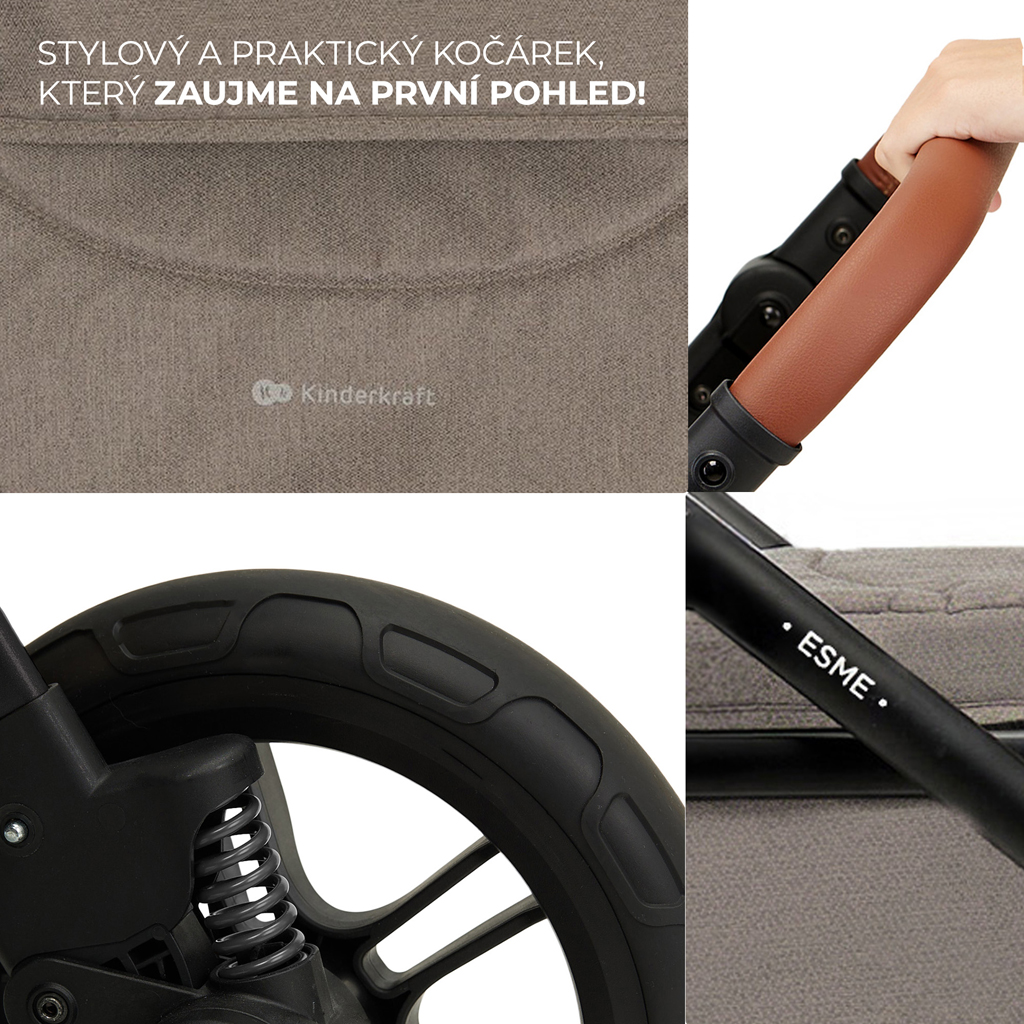 KINDERKRAFT Kombinált babakocsi 3 az 1-ben Esme Sand Beige